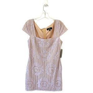 lulus Lace Mini Dress in Pale Lavender and Nude